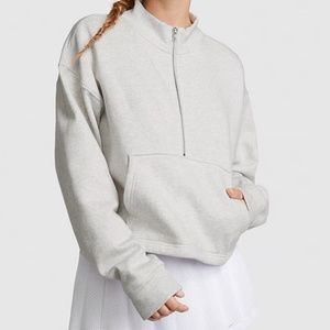 Pink Victoria's Secret Half Zip Gray Premium Sweatshirt Crop XXL